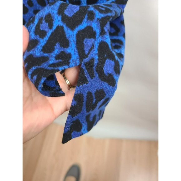Denim & Co Black Blue Leopard Print 3/4 Sleeve Tunic Top Size Large - Picture 4 of 6